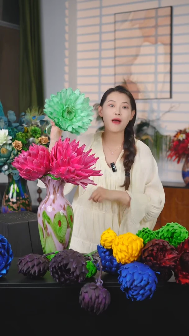 永生花洋蓟1枝贵妃粉烫头发货