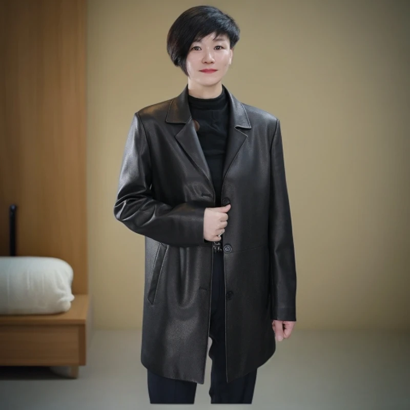 中长款山羊皮西装高档男士透气锁温