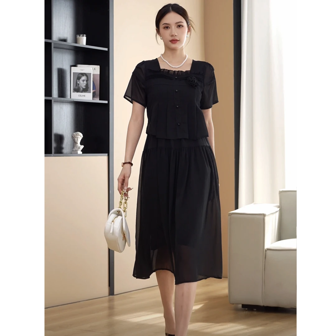 【退换包邮】洋气连衣裙显瘦遮肉气质减龄时尚中长款NX658