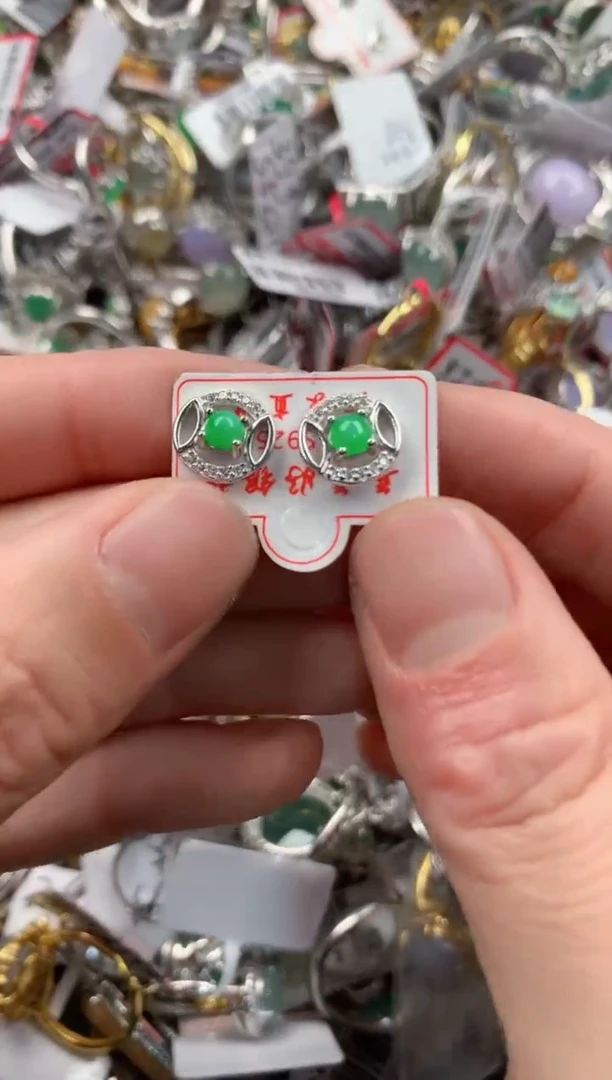 银S925镶嵌戒指翡翠666   6