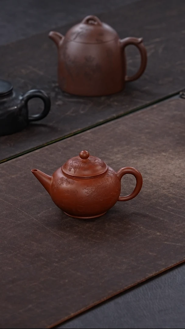 茶壶紫砂挺红皮龙水平 全手工