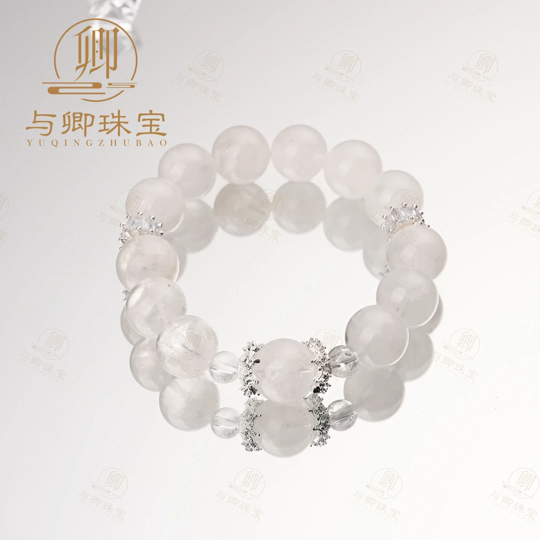 【白银阙】与卿白月光手链女12mm、6mm白雪花幽灵+雪花花托合金配件