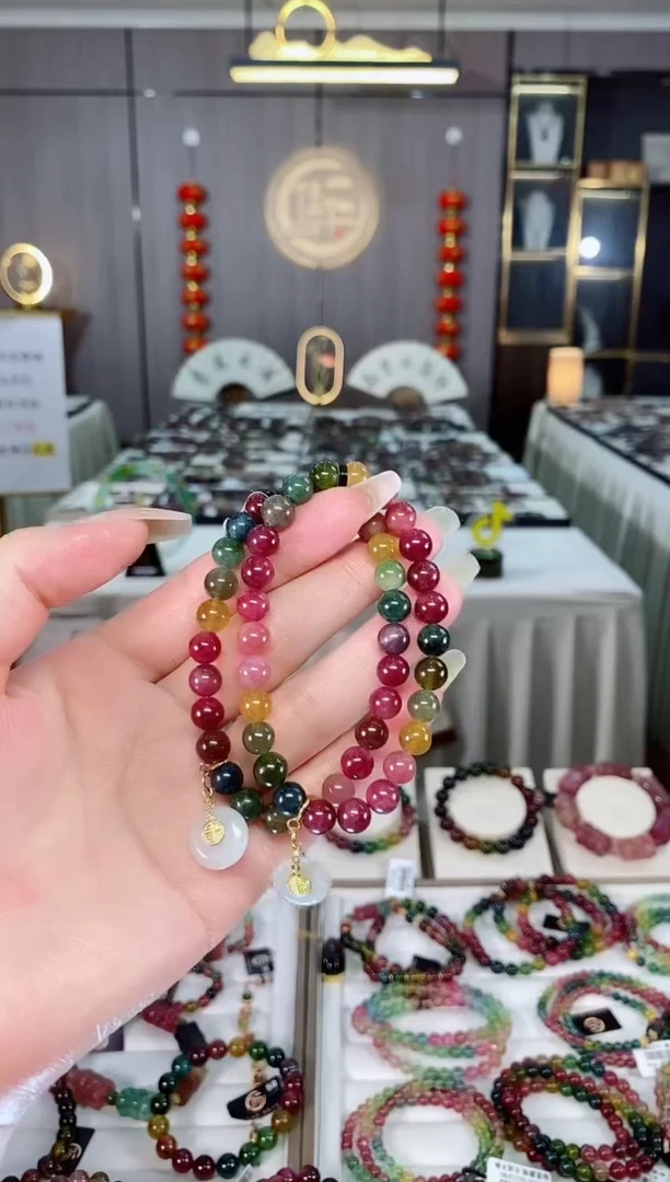 老矿碧玺单圈手串7mm+未镶嵌碧玺（多样性发一条）mz