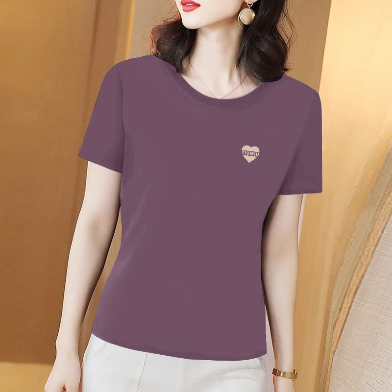 洋气印花宽松大码休闲时尚2025新款夏季潮流女士短袖t恤圆领上衣