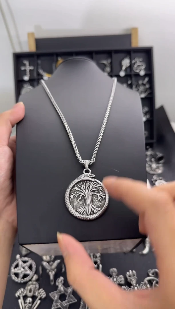 无不锈钢生命树吊坠搭配龙骨项链60CM长度