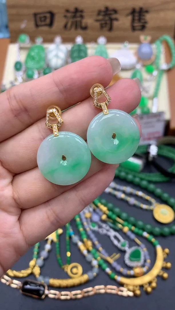 【闪购商品】翡翠耳饰18K金镶嵌72-中国好珍宝