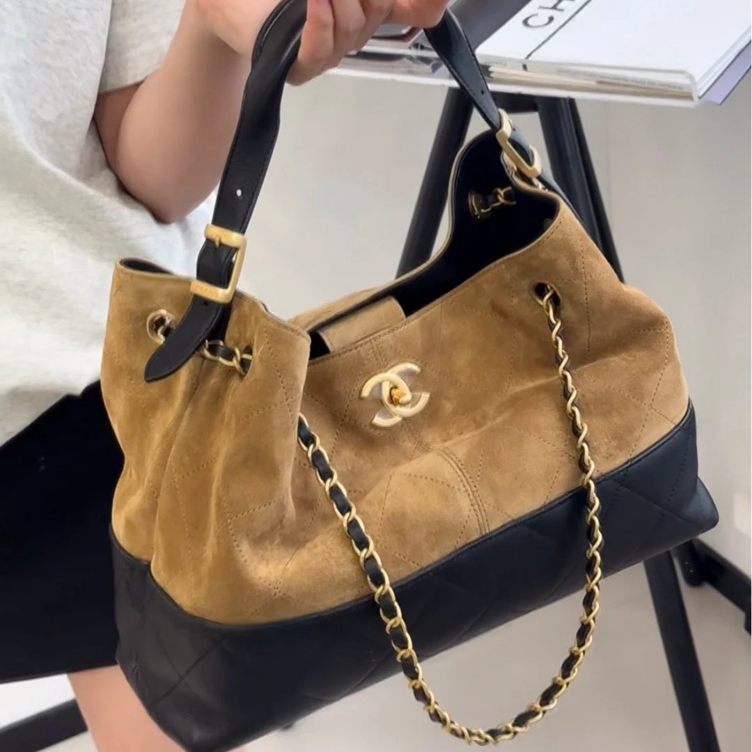 未使用 Chanel/香奈儿 【念念】25A手工坊购物袋米色小号皮革C