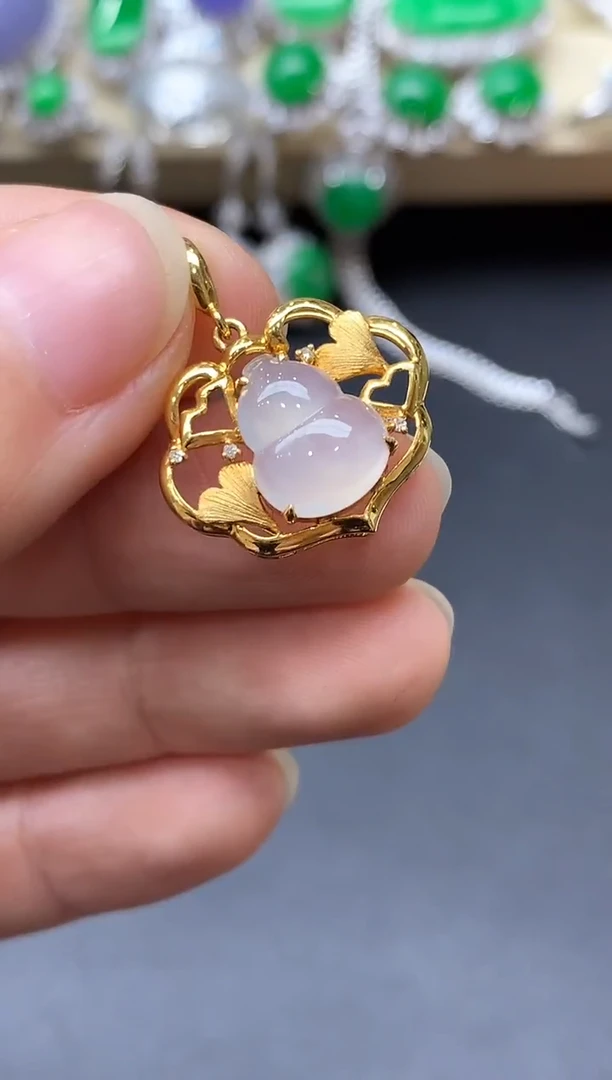 颈饰18K金镶嵌翡翠491中国好珍宝