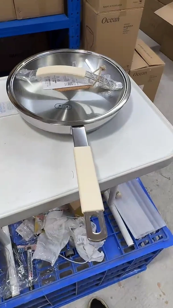 瓷片24cm镜面不锈钢煎锅