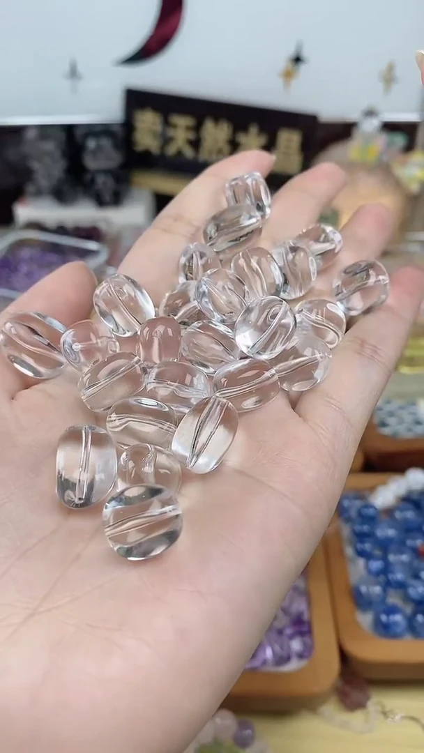 未镶嵌珠宝半成品水晶白水晶糖豆10mm一个