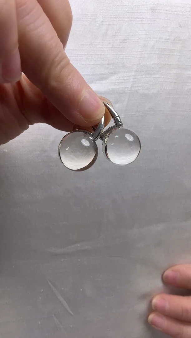 银S925镶嵌耳环水晶天然