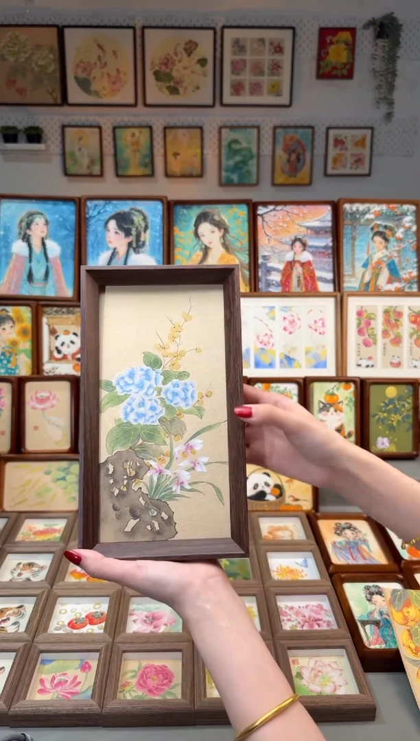 国画蓝绣球 手绘国画27