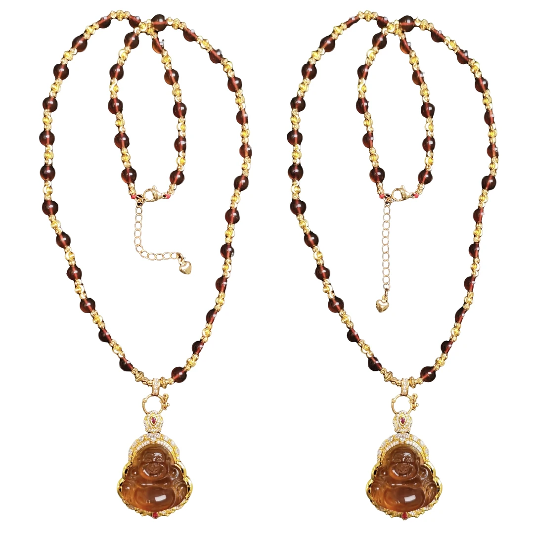 琥珀佛公项链A28-159赠礼盒(多样性发货只发一个)