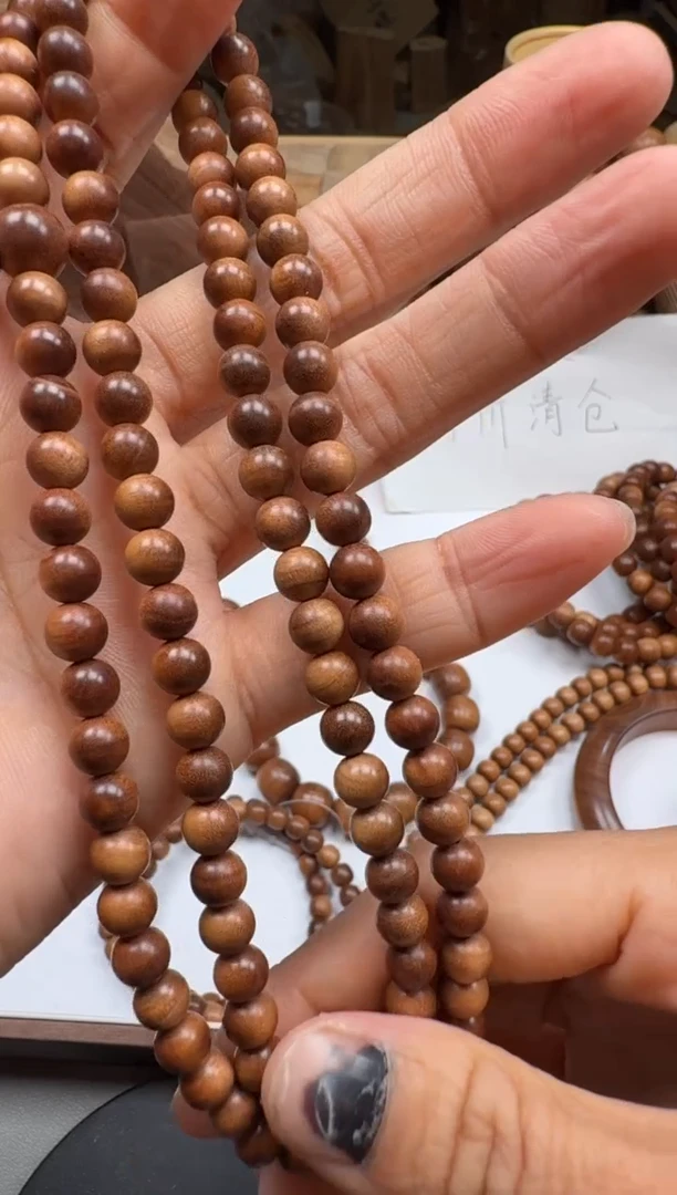 檀香木手串/手链四剖料0.6/108颗黑肉虎皮纹沉水