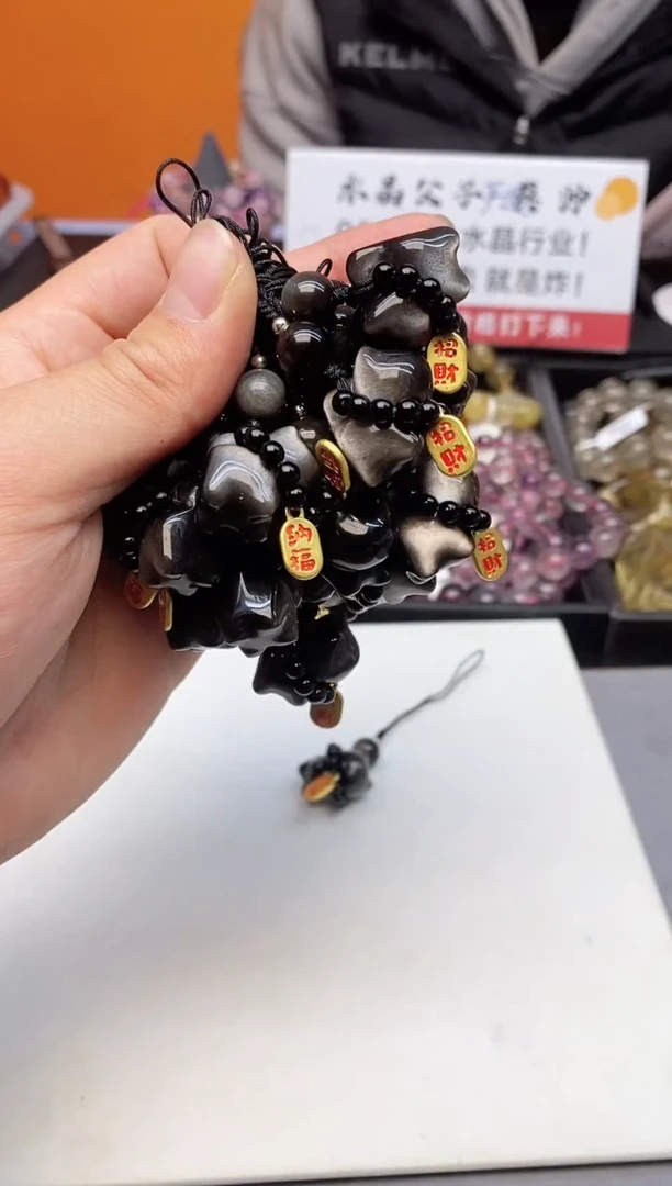 【闪购商品】水晶手链未镶嵌10 银耀石招财猫