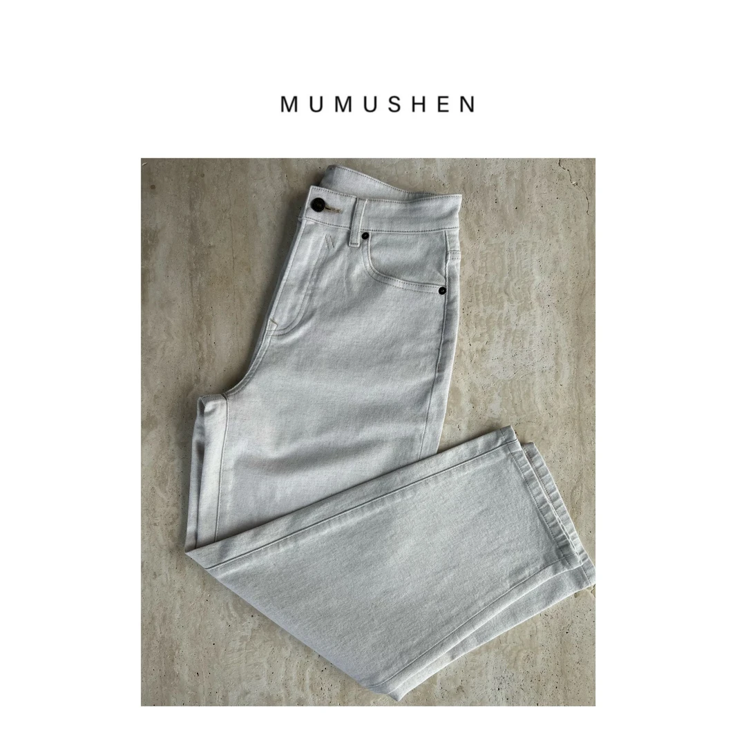 MUMUSHEN A068棉麻弹力九分牛仔裤九分锥型萝卜牛仔裤
