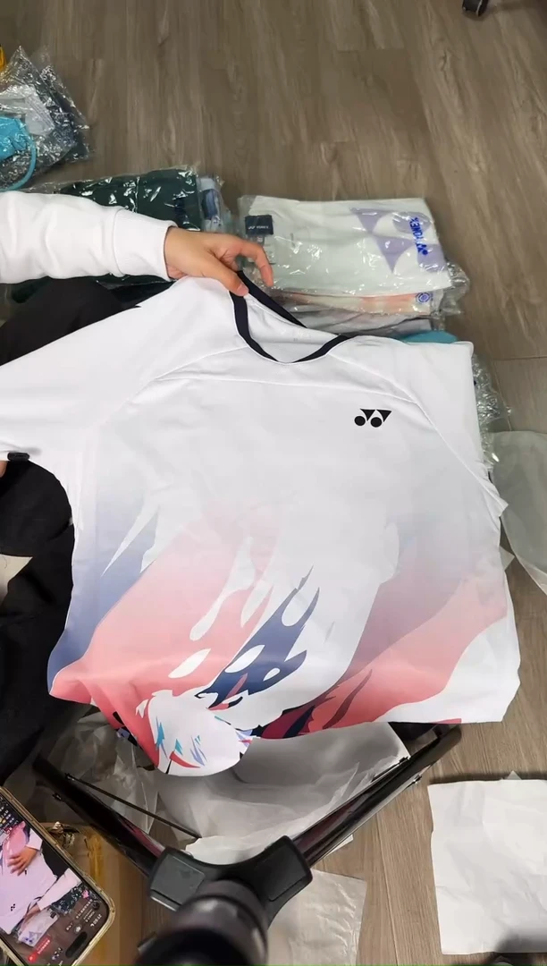 YONEX尤尼克斯正品微瑕   41   短袖白橘色花纹L