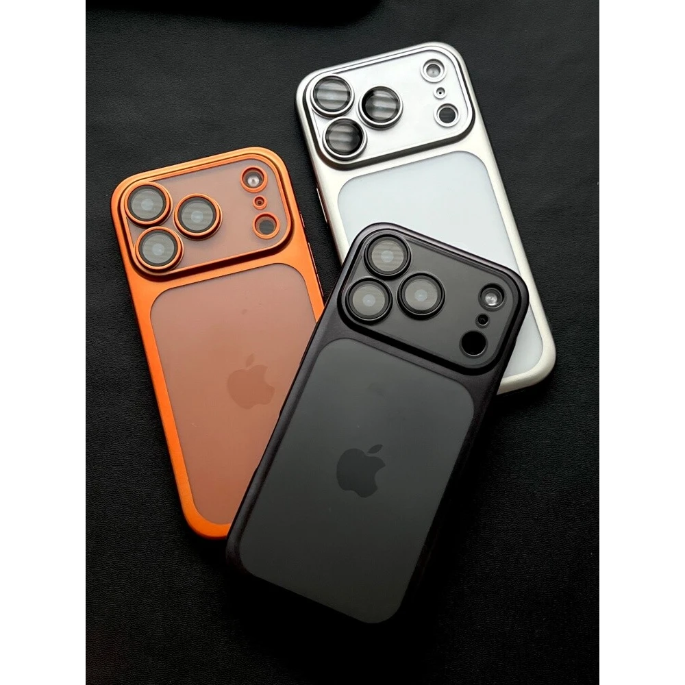 半透磨砂金属感苹果17promax全包手机壳iphone16超薄15防摔14简约