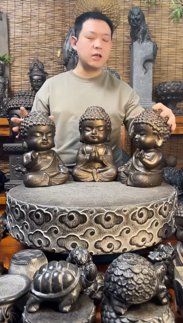 石材30宝宝佛一套（三款）天然青石雕刻