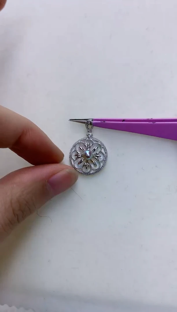 【闪购商品】海水珍珠饰品银S925镶嵌真多麻色无事牌吊坠