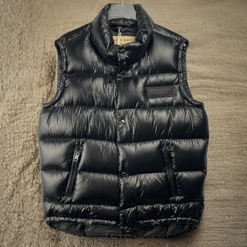 99新 BURBERRY/博柏利 18974549 胸前logo鹅绒羽绒马甲 黑色 50码