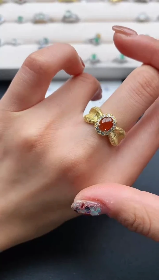 银S925镶嵌戒指翡翠3333333+4