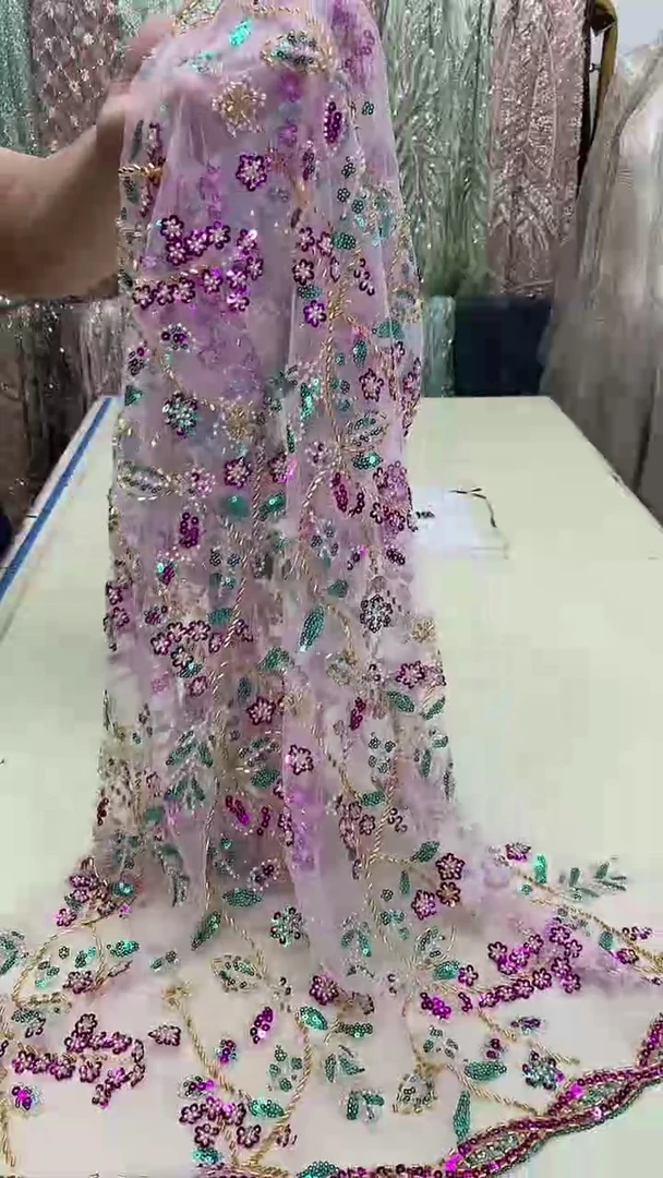 网纱565号珠绣布料..