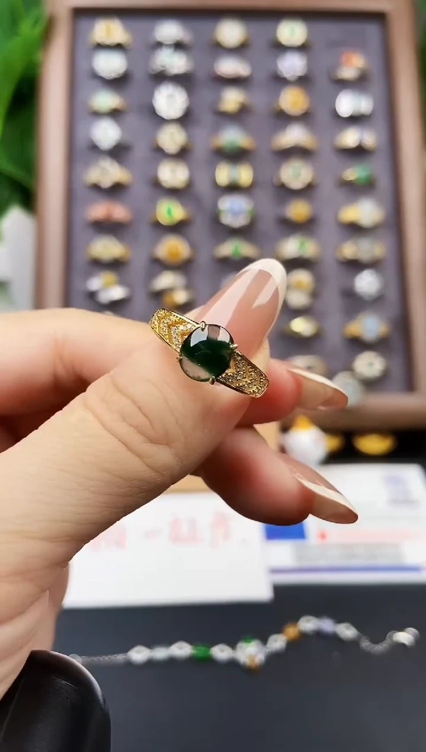 银S925镶嵌戒指翡翠12