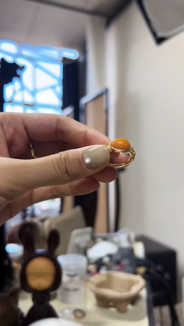 未镶嵌蜜蜡戒指蜜蜡横版戒指