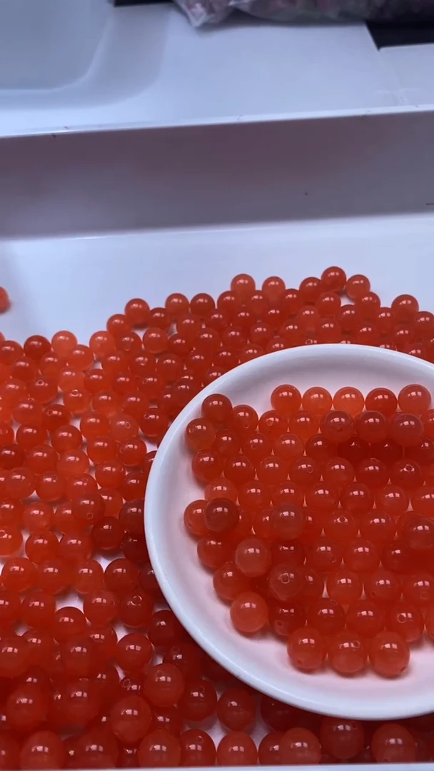 未镶嵌颈饰玛瑙/玉髓W1774-南红冰柿子红色10mm*10颗