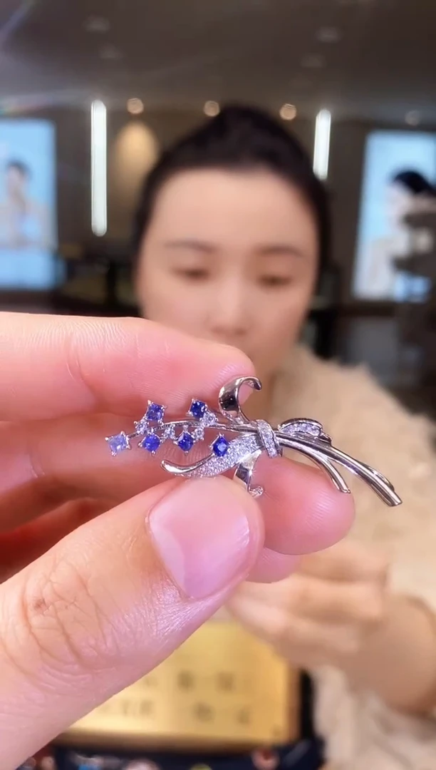 【闪购商品】蓝宝石胸针银S925镶嵌05
