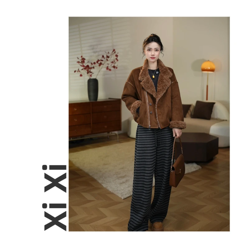 XiXi  2025冬季新款高级感短款加绒保暖外套  A300636