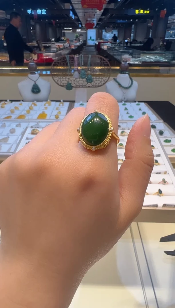 【闪购商品】和田玉戒指银S925镶嵌44