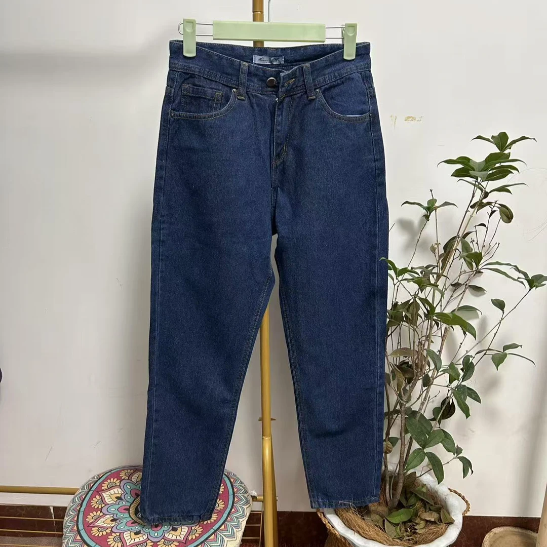 2025春秋 蓝色牛仔哈伦裤老爹裤牛仔裤女高腰宽松萝卜裤显高显瘦