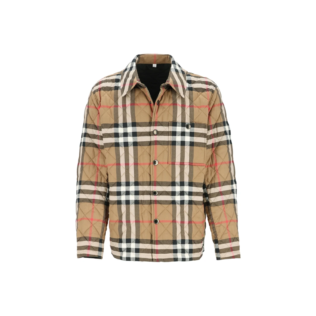 未使用 BURBERRY/博柏利 格纹单排扣长袖棉服 棕色 8084187 wl