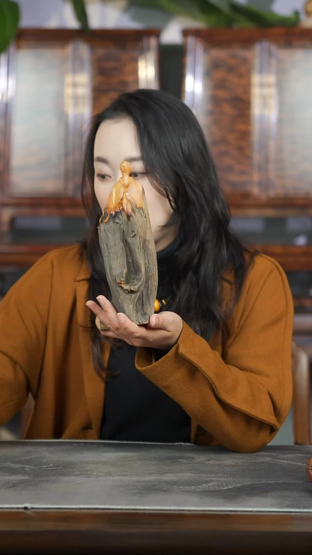 柏木（崖柏）淳化黑油无相把玩-*308