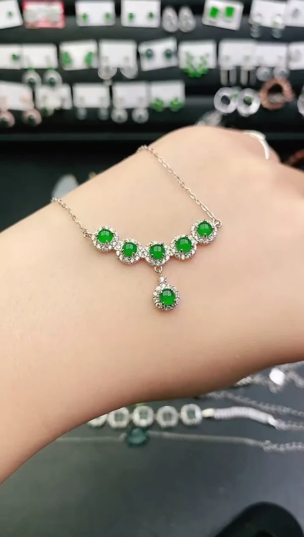 颈饰银S925镶嵌翡翠0