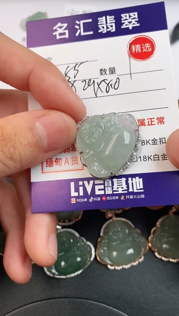 翡翠18K金镶嵌颈饰·
