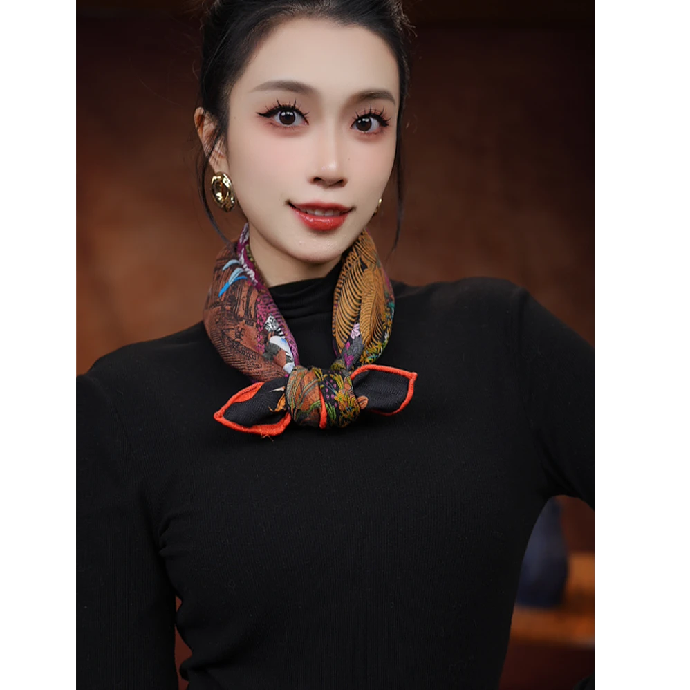 达芬奇密码【辛特拉花园】65cm丝毛70%绵羊毛30%桑蚕丝喷绘方巾双面