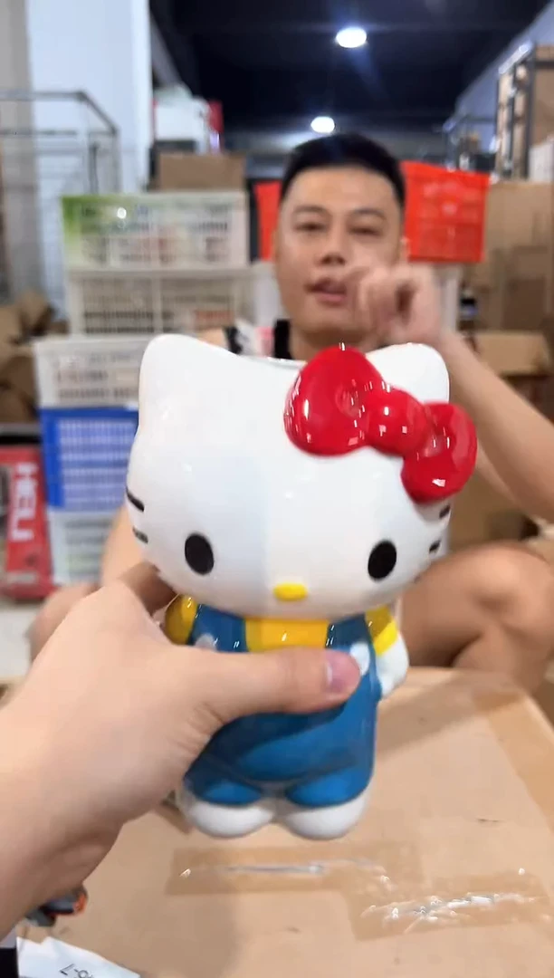 瓷片kt猫全身花瓶