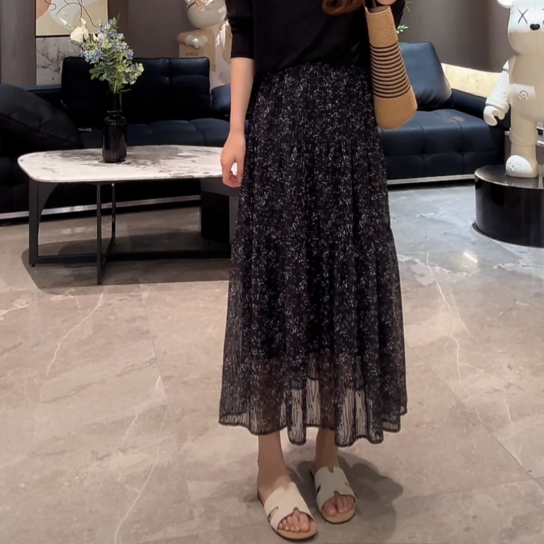 宿慕SUMU高腰田园风半身裙中长款2025新款夏季休闲碎花裙子6302J