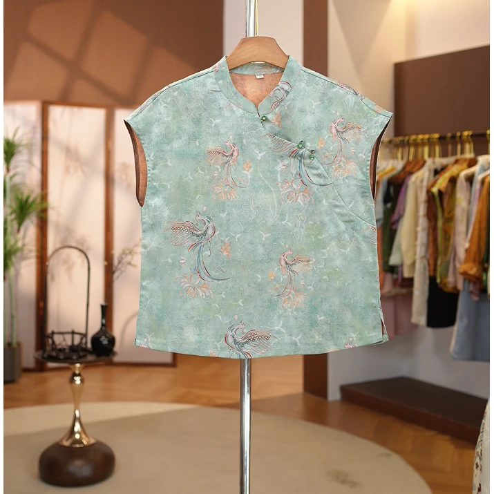 【喜凤】新中式短袖宽松高端女款喜凤衬衫