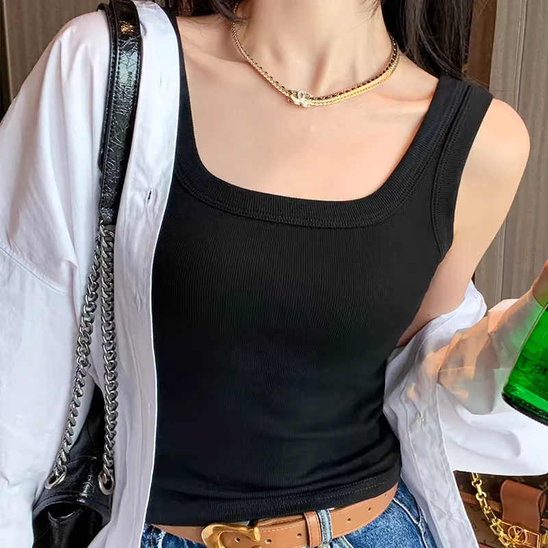白色基础款夏季无袖背心T恤打底妹妹上衣黑色外穿美通勤显瘦小众