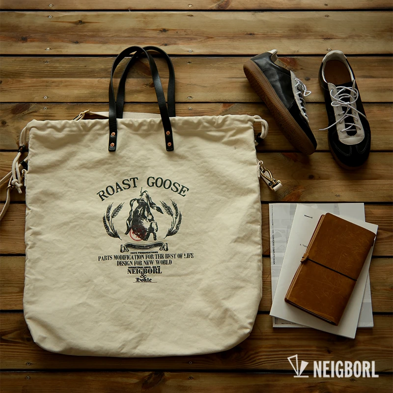 【烧鹅包】NEIGBORL钊叔制复古加厚重磅植糅牛皮帆布大容量单肩包