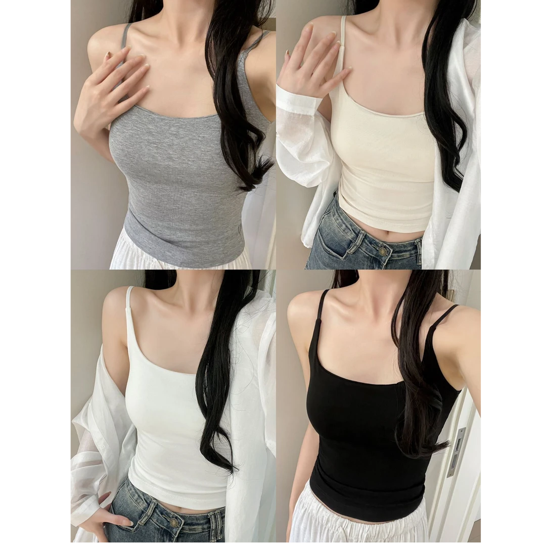 蛋蛋专属 纯欲辣妹美背吊带背心女带内衣外穿内搭显瘦设计感上衣