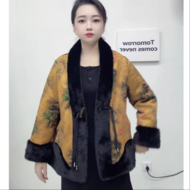 【霞老表专属】新中式国风宽松双面穿一体绒牛角扣女外套11.20