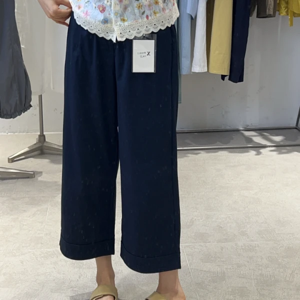 【今喜女装】 6817时尚九分阔腿休闲裤子新款松紧腰宽松显瘦直筒裤