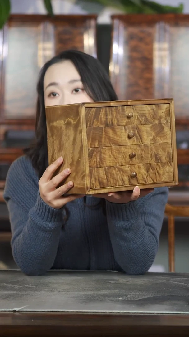 金丝楠满花云彩水波精工4层珠宝盒046