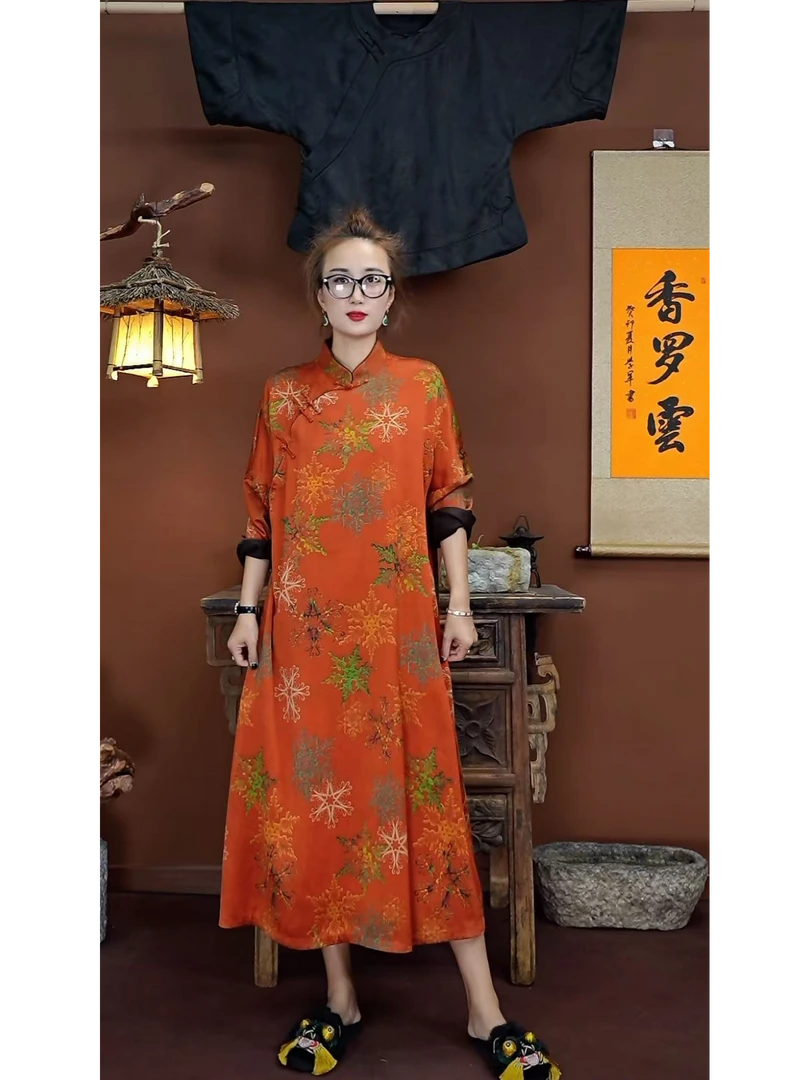 新中式6A级真丝复古 桑蚕丝香罗云香云纱185