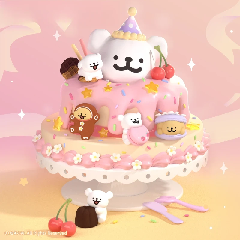 【拆盒】线条小狗 甜品屋系列小狗头盲盒Q版公仔可爱萌粒桌面